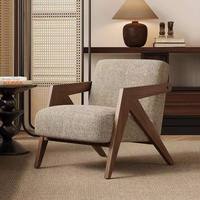 Fauteuil simple Richard amélioré et durable, style nordique français mi-siècle, en bois, pour salon et balcon, chaise de relaxation