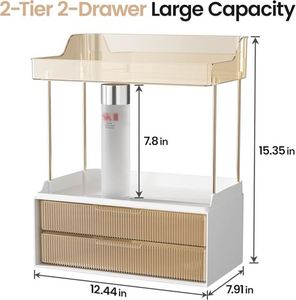 2-Tier 2-Drawer Bathroom Organizer Countertop, Multi-Purpose Makeup Organizer Countertop, Large Skincare Organizers - Product Image 2