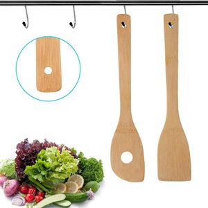 Set di utensili da cucina in bambù eco-friendly 8 pezzi utensili da cucina con logo personalizzato con foro 100% bambù facile da pulire per la cucina - Product Image 5
