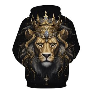 <span class=keywords><strong>Felpa</strong></span> <span class=keywords><strong>con</strong></span> Cappuccio Premium da Uomo <span class=keywords><strong>con</strong></span> Stampa 3D Re <span class=keywords><strong>Leone</strong></span>, Corona Maestosa, Pullover <span class=keywords><strong>con</strong></span> Tasche per Uso Quotidiano e Casual - Product Image 5