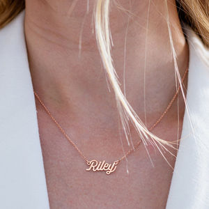 Collar con placa de identificación inicial personalizada, regalo de joyería, chapado en oro rosa, collar con nombre de Plata de Ley 925 personalizado - Product Image 4