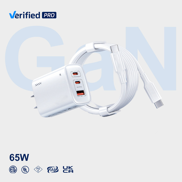 TKT 65W GaN Charger 9V/2A PD Fast Charging Laptop/Phone/Tablet Compatible Macbook 2 Type-C 1 USB OTP/OVP Protection