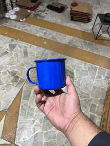 แก้วน้ำสแตนเลสเคลือบสีน้ำเงินแบบมีหูจับ สำหรับกาแฟ ชา ใช้กลางแจ้ง - Product Image 2