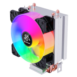 Enfriador de aire de <span class=keywords><strong>CPU</strong></span> de alto rendimiento SNOWMAN, diseño térmico de tubo de calor dual silencioso con disipador de calor de cobre de iluminación RGB - Product Image 1