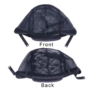 Gorro de peluca ajustable de malla de encaje negro y terciopelo con tejido de encaje completo, sin pegamento, tallas <span class=keywords><strong>M</strong></span>/L/XL, empaque en bolsa - Product Image 5