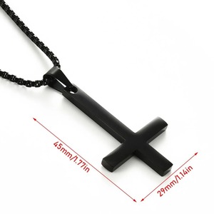 Collier pendentif croix inversée simple en acier inoxydable, style punk, tendance, charme de prière chrétien catholique, amulette, bijoux pour hommes et femmes - Product Image 2