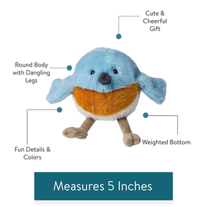 Peluche Oiseau Bleu Rond de 5 Pouces Personnalisée de Haute Qualité, Adorable et Douce, Compagnon Réconfortant pour Enfants, Idéale pour l'Heure du Coucher et la Décoration Intérieure - Product Image 2