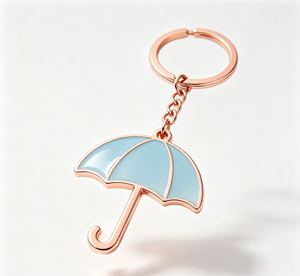 Porte-clés parapluie en métal personnalisé, porte-clés émaillé, pendentif porte-monnaie or rose, accessoire cadeau - Product Image 1