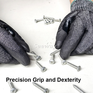 Seeway Schnittfeste Handschuhe ANSI A4 CE EN388 Zertifiziert Reiß- und Durchstoßresistent Rutschfeste PU-Beschichtung Verstärkter Daumen für - Product Image 3