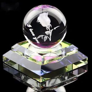 K9 Boule De Cristal 3D Laser Gravé Fleur Boule de Verre Bouteilles de Parfum De Voiture En Cristal Pour 30ml Bouteille D'huile Voiture Ornements