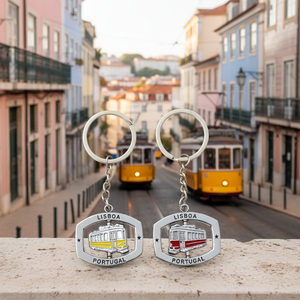 Auténtico Llavero Metálico Giratorio de <span class=keywords><strong>Lisboa</strong></span>, Souvenir del Tranvía Portugués, Recuerdo de Portugal, Regalo Personalizado - Product Image 1