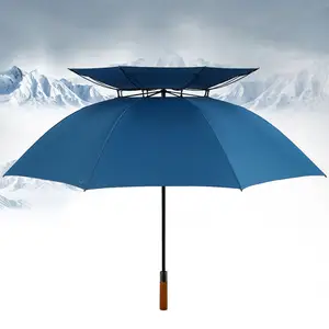 Payung golf ukuran besar, payung golf lapisan ganda tahan angin dengan desain ventilasi udara