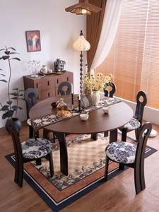 Set Tavolo da Pranzo Vintage Nero in Legno Massello, Design Moderno ed Elegante per Sala da Pranzo, Collezione 2026 - Product Image 5