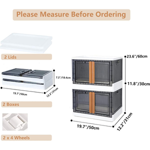 Top Selling Injection Molded Rectangle <b>Wardrobe</b> Clothes Organizer Double Opening Plastic Collapsible Foldable Storage <b>Box</b> Lid - Product Image 2