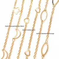 Chaîne en acier inoxydable 18 carats en or, motif lune, étoile et cœur, durable et écologique, pour la fabrication de bijoux (colliers) - Vente en gros