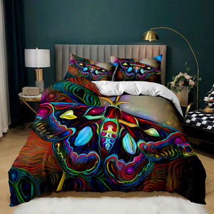 Ensemble de housse de <span class=keywords><strong>couette</strong></span> en microfibre <span class=keywords><strong>imprimée</strong></span> en 3D avec motif floral bohème vintage, <span class=keywords><strong>papillon</strong></span> et mite, réaliste et flexible - Product Image 4