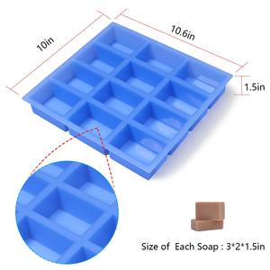Bán buôn hình chữ nhật Silicone xà phòng khuôn Ổ khuôn kích thước lớn Ống công cụ nướng 12 khoang vuông handmade nến trang trí thủ công - Product Image 2