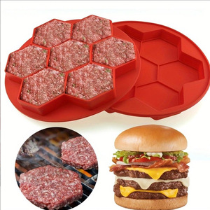 Moule à hamburgers hexagonal à 7 compartiments, antiadhésif, pour usage domestique, congelable, idéal pour portionner et conserver la viande hachée - Product Image 6