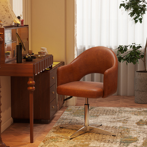 Silla Giratoria de Estilo Vintage con Respaldo de Cuero Ajustable en Altura, Silla de Maquillaje para Dormitorio, Uso para Adultos - Product Image 1
