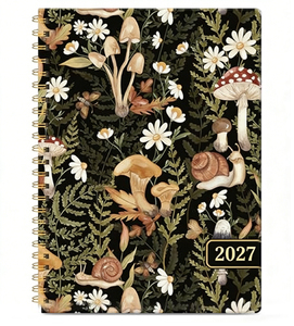 Agenda hebdomadaire et mensuel 2027, couverture en PP bleu et blanc à fleurs, spirale à feuilles mobiles, calendrier annuel 2027 de haute qualité, notes pour planning quotidien - Product Image 1