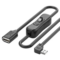 Kabel Ekstensi USB 2.0 Male-to-Female Switch 20 Bends Konduktor Tembaga Bebas Oksigen untuk Mouse Komputer Flash Drive Kipas Kecil
