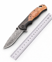 Couteaux de survie et de chasse en acier inoxydable X50 avec manche en bois d'olivier, couteau de poche pliable personnalisé pour l'extérieur