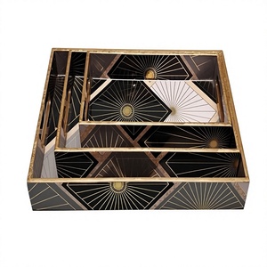 Juego de 3 bandejas modernas de MDF pulido impreso con color/tamaño/logotipo personalizados para el hogar, cenas, bodas y eventos. - Product Image 1