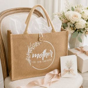 Sac fourre-tout en jute moyen personnalisé avec poignée en coton, sac de plage avec impression sérigraphique et logo personnalisé pour les courses quotidiennes - Product Image 5