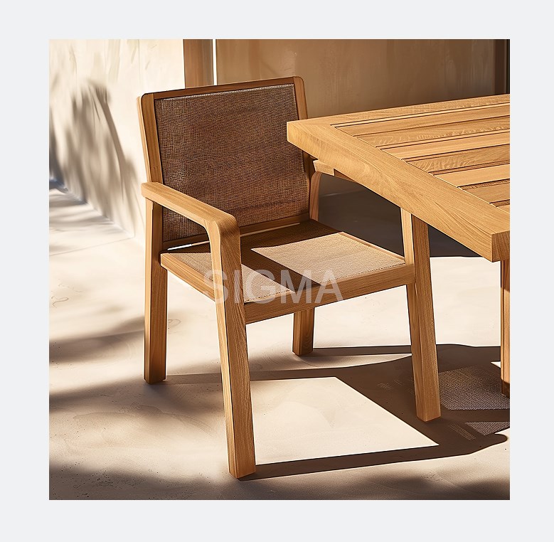 SIGMA Luxury Outdoor Furniture Waterproof Solid Wood Teak Table Darden Dining Table and Chairs