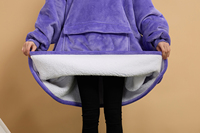 Fabriek Oversized Sherpa Deken Met Capuchon Zak En Mouwen Super Zachte Warme Fleece Pluche Gigantische Draagbare Deken Hoodie Volwassen