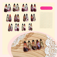 Ongles longs à motif floral en relief, style français, luxe léger, rouge vin, pour l'Europe et l'Amérique, transfrontalier