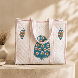 Bolsa de Mano de Algodón Bordada con Flores Estilo Bohemio, Reutilizable, con Cierre de Cremallera, para Uso Diario - Product Image 3