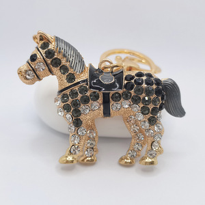 Bling strass cheval pendentif voiture sac à main porte-clés porte-clés en métal sac décor charme cristal cheval porte-clés pendentif cadeau - Product Image 5