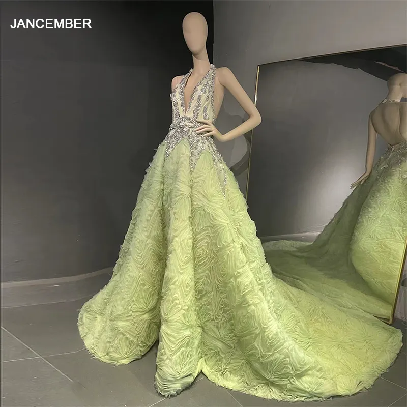 Jancember di lusso Vintage Design verde abito da ballo donna taglie forti formale moda ballo Sexy abiti da sera eleganti