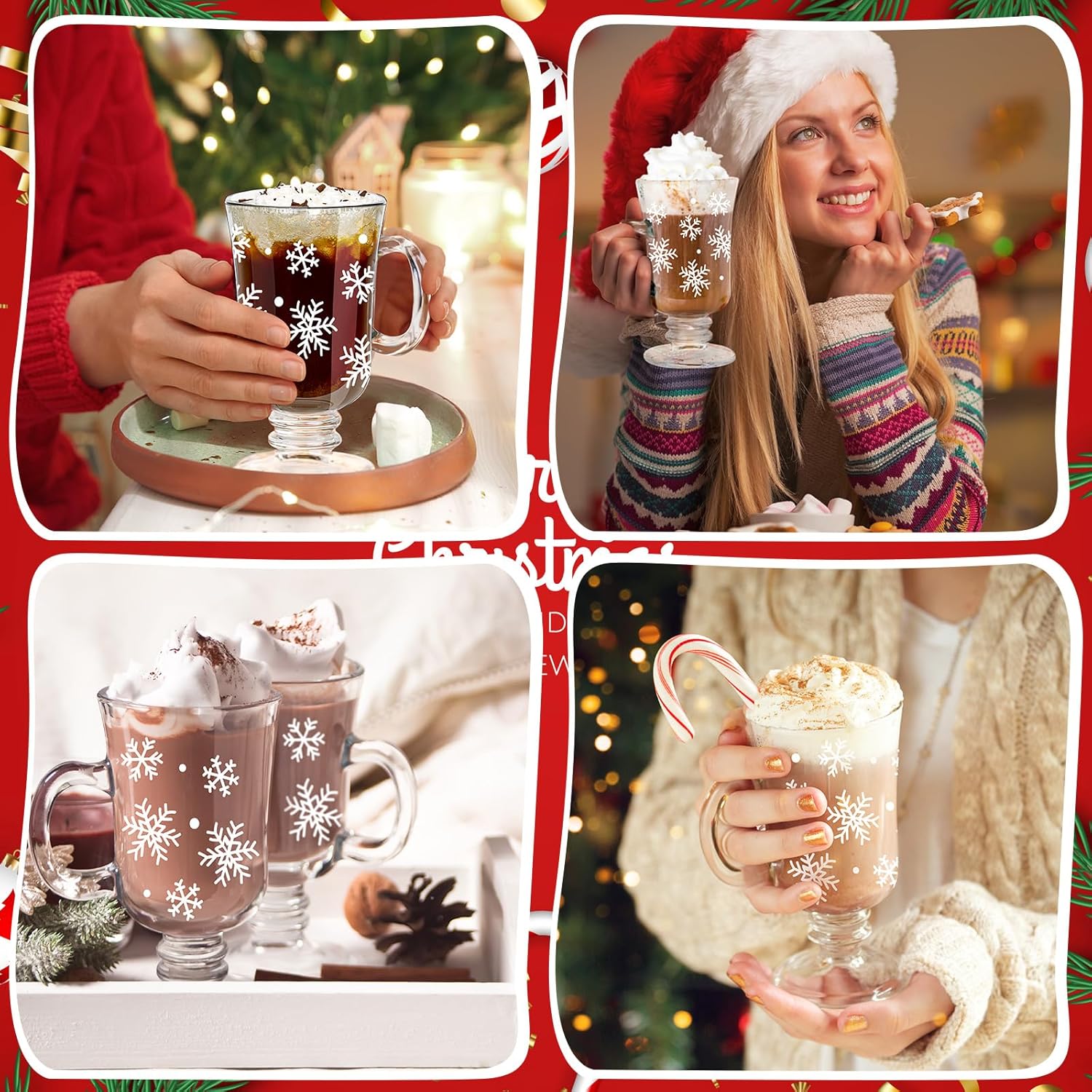 Wholesale Sale 6 Pcs 8 Oz Snowflake Round Reusable Christmas Glass Coffee  Goblet Mugs Cup With Handle for Festival Party Gift| Alibaba.com