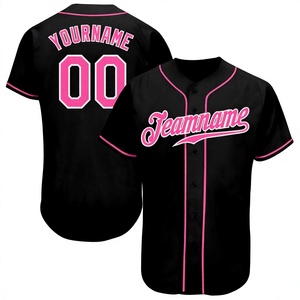 Camiseta de Softbol Sublimada Personalizada para Mujer, con Botones, Negra/Rosa, Uniformes de Equipo Rosa Personalizados con Nombre y Número - Product Image 6