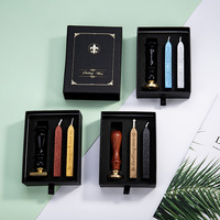 Coffret Cadeau Kit de Cire à Cacheter Métallique avec Tampon de Cachet Gravé Personnalisé et Bâtonnets de Cire pour Invitations de Mariage et Fournitures de Journalisation