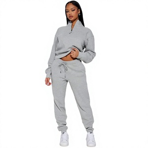 Cropped Top Corset Hoodie Jogger <b>Set</b> Custom Logo High Quality <b>Set</b> Casual Outfits Sweatsuit <b>Set</b> <b>Women</b> Fleece Tracksuit - Product Image 1