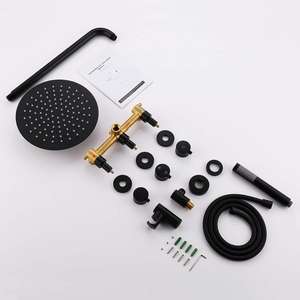 Set Keran Pancuran Kamar Mandi, Set Keran Pancuran Mixer Emas Disikat Atas Fungsi Ganda - Product Image 6