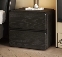 Mesa de Noche Moderna Minimalista sin Tiradores con Dos Cajones y Superficie de Madera, Mesa Auxiliar para Dormitorio con Almacenamiento