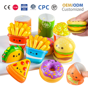 Porte-clés anti-stress mignon en forme de hamburger et frites, jouet sensoriel souple à remontée lente, breloque pour sac à dos, cadeau pour enfants - Product Image 1