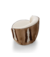 Sillón FENDY de cuero de diseñador, sofá individual, sillón giratorio de lujo elegante redondo para sala de estar