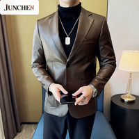 Blouson moto homme tendance coupe ajustée à boutonnage simple – Prêt à porter pour l'hiver