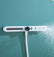 Système de douche moderne poli pour salle de bain, 4 fonctions, mitigeur de douche en laiton blanc avec cartouche céramique, robinet de douche pluie pour appartement