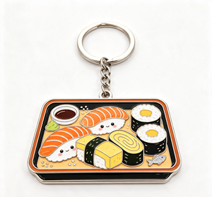 Porte-clés en métal personnalisé sur le thème du sushi, cuisine japonaise, porte-clés en émail, pendentif boîte à bento, souvenir cadeau - Product Image 3