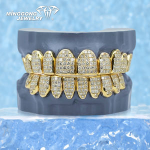 カスタムアイスアウトグリルズ インビジブルセッティング VVS モアサナイトグリルズ ダイヤモンドテスター合格 シルバー ヒップホップスタイル グリルズ 歯用グリルズ - Product Image 1