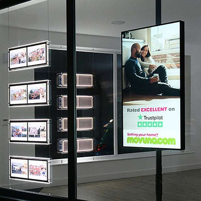 Dual Hanging 55 Inch Window LCD Display High Brightness Digital Signage 3000nits Double Sided Digital Window Advertising Screen