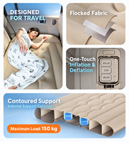 Matelas pneumatique floqué pour voiture, pliable, lit de voyage pour siège arrière avec pompe électrique, 2 oreillers, repose-pieds séparé pour le camping