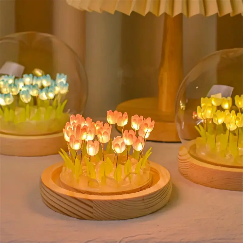 Mai luminoso all'ingrosso LED tulipano luce notturna del fiore toletta oggetti decorativi fiore notte lampada per la decorazione della camera da letto