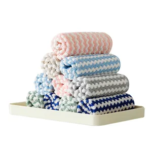 Versatile 2-sided reusable kitchen dish cleaning towels microfiber cleaning cloth set